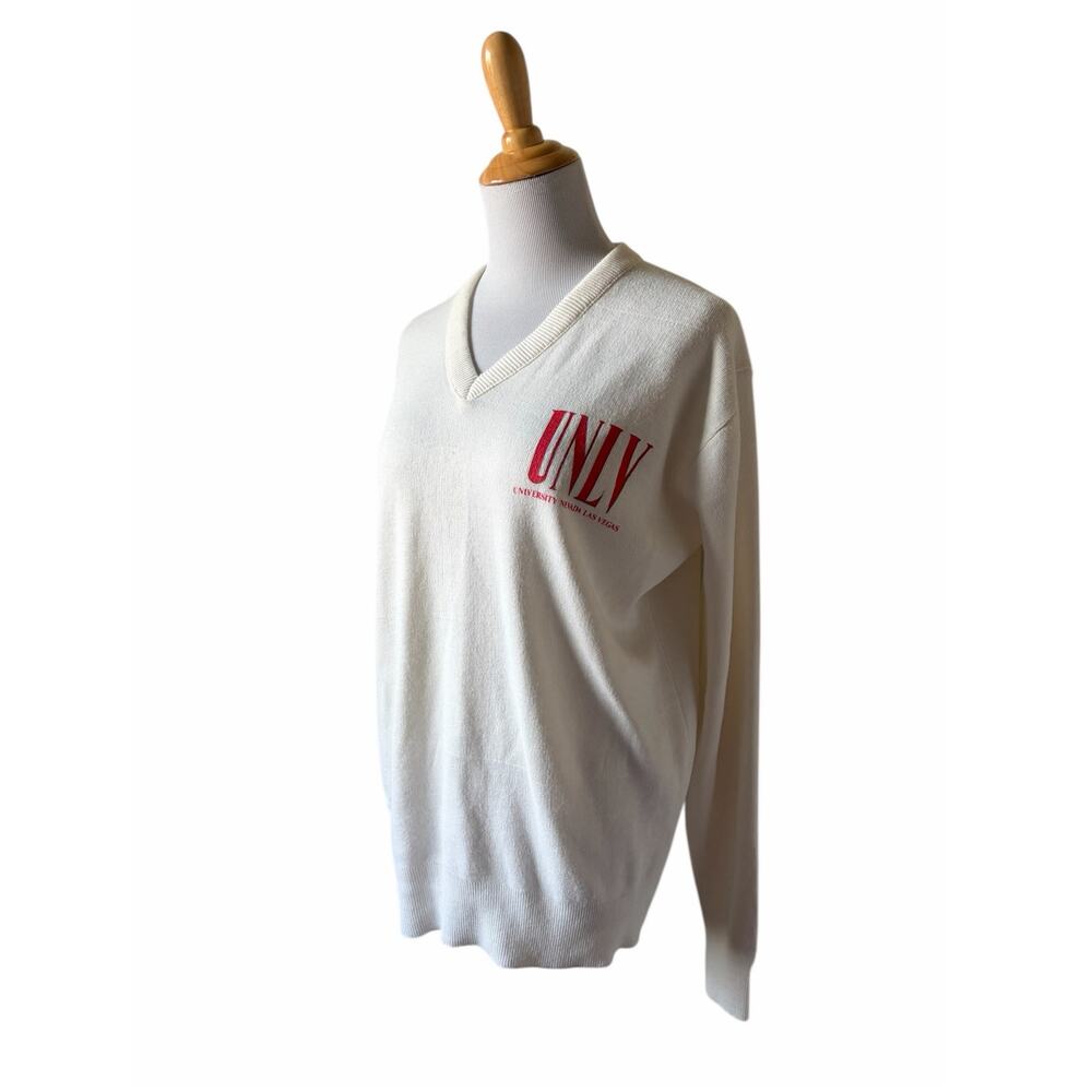 VTG McBriar White UNLV Women's V Neck Pullover Sweater Sz M - Picture 2 of 11